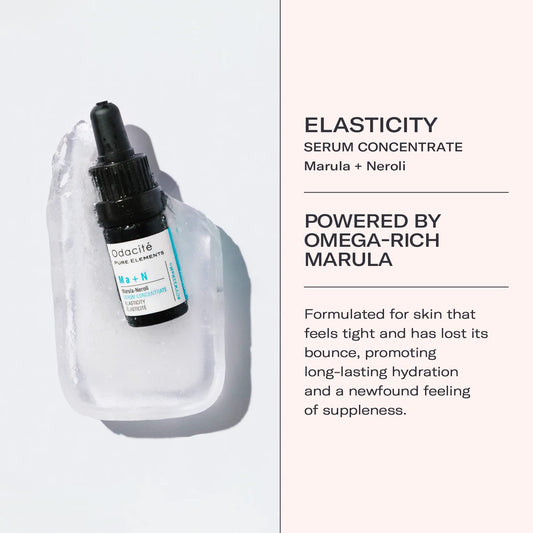 Odacité Marula Neroli serum drop demonstrates quick absorption for hydrated skin.