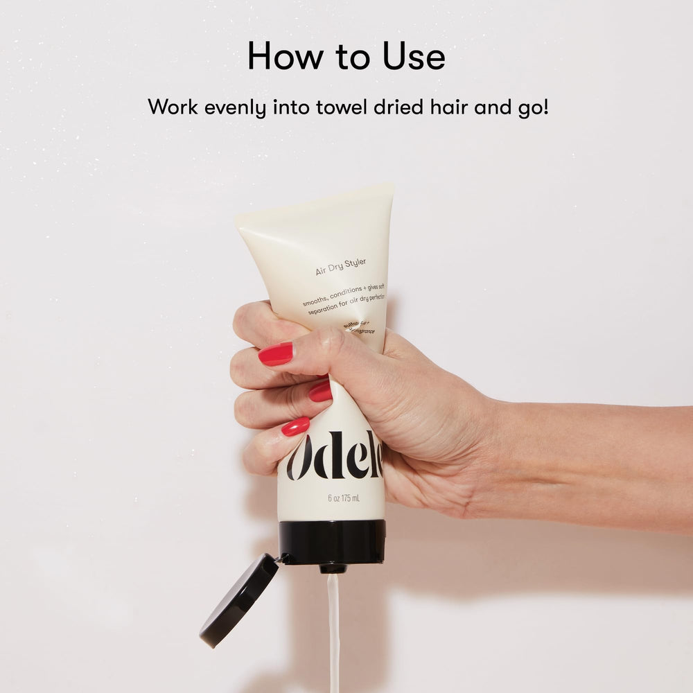 Odele Air Dry Styler close-up highlighting frizz control benefits.