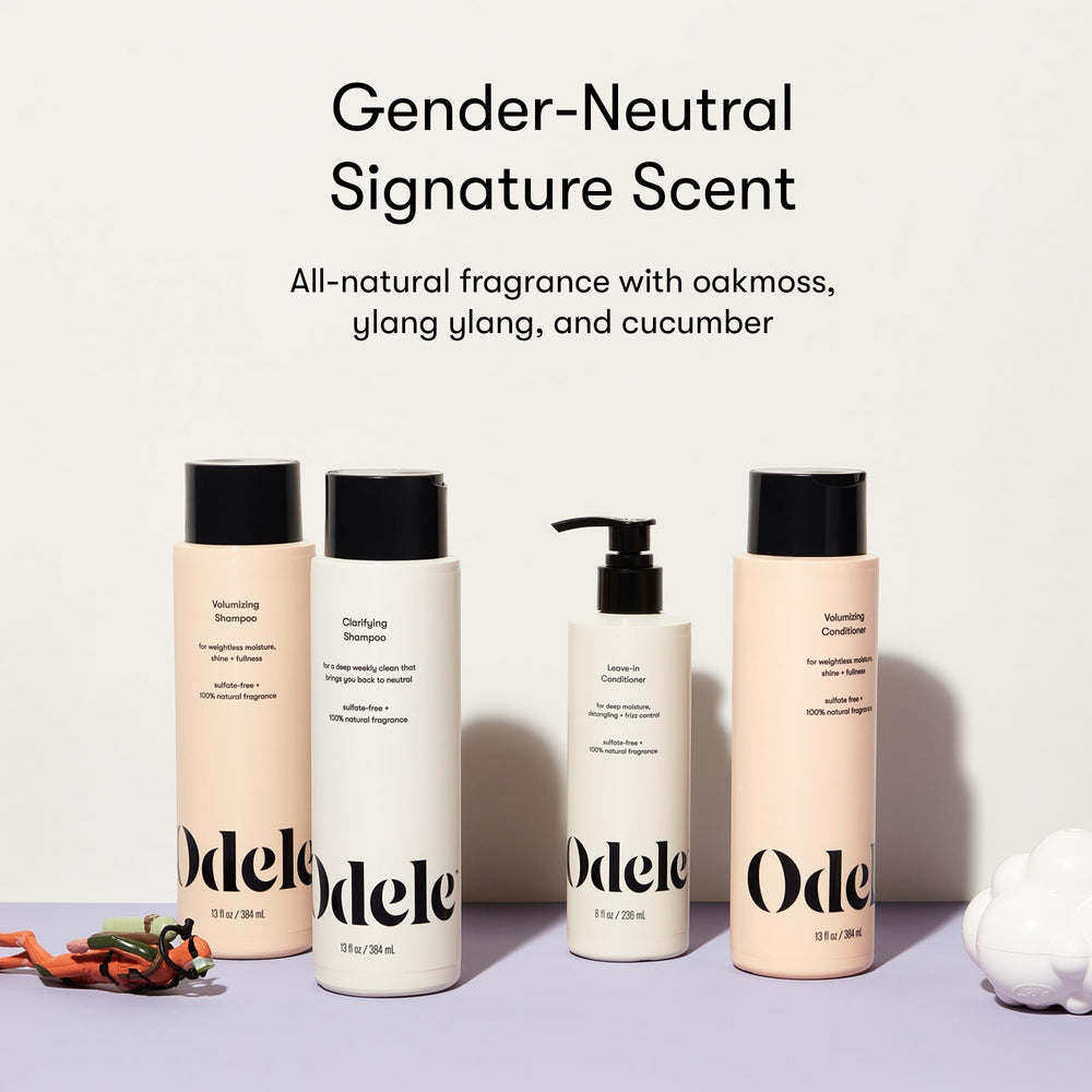 Odele Clarifying Shampoo texture application shows gentle lather