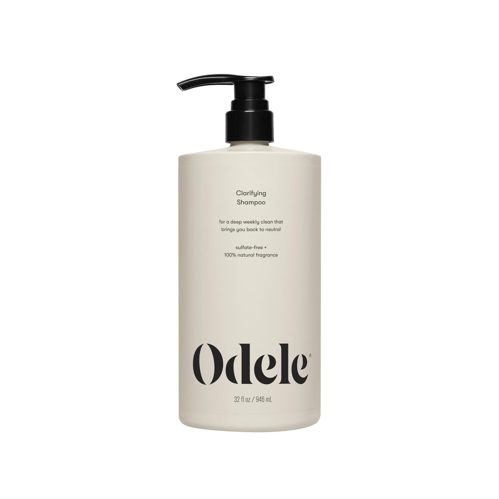 Odele Clarifying sulfate-free shampoo bottle front showing deep-clean benefits for all hair types