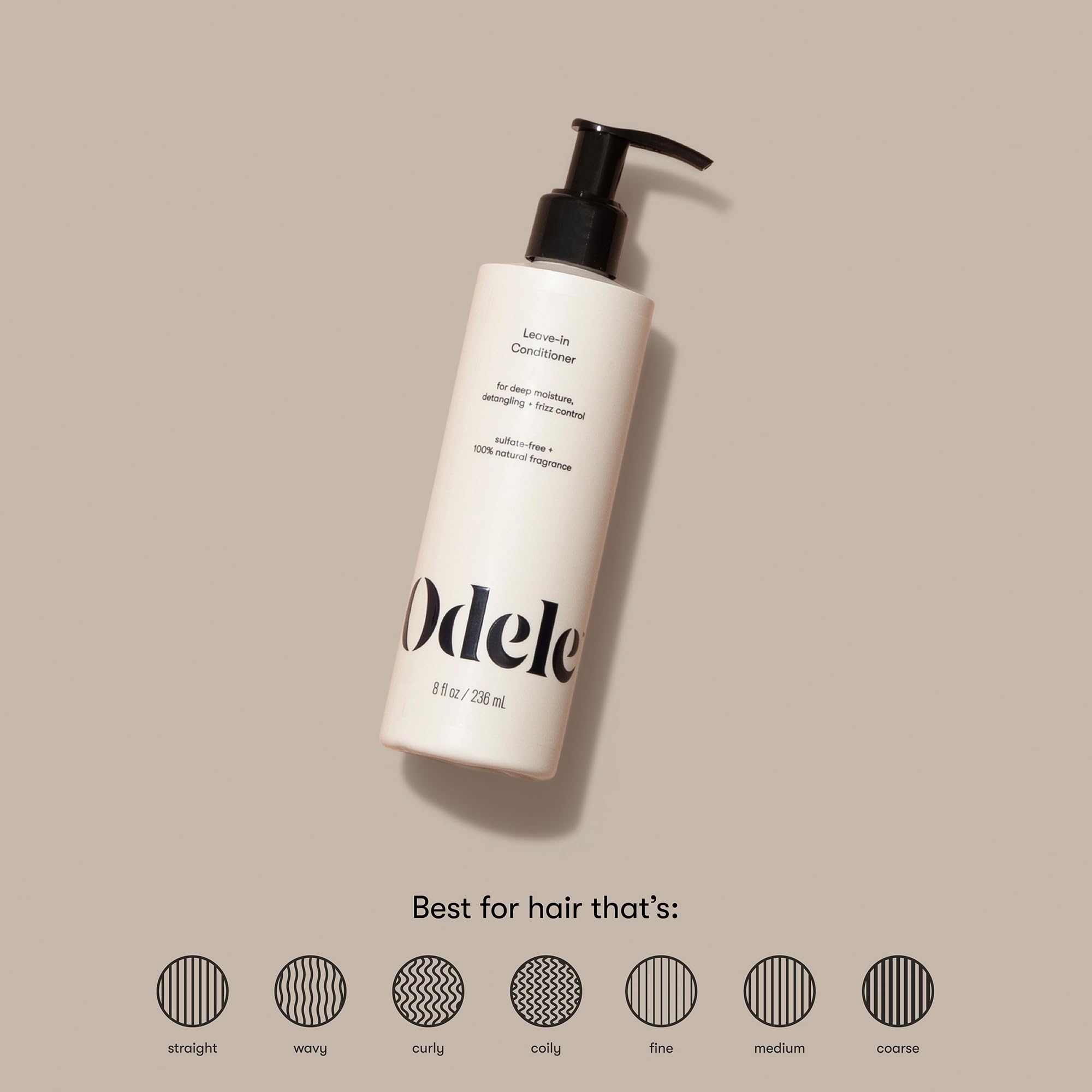 Odele leave-in on damp hair shows smoother, tangle-free texture.