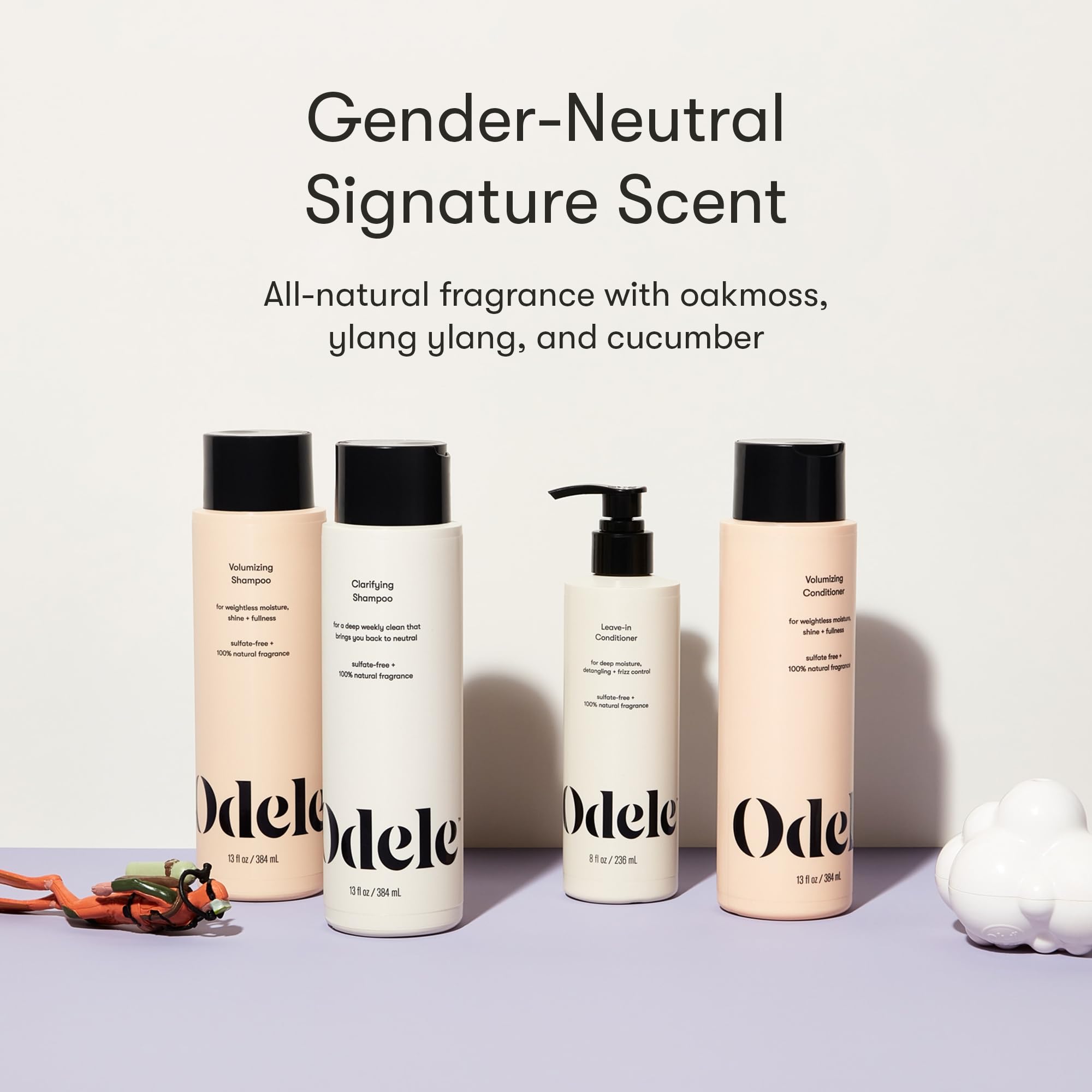 Odele fragrance with oakmoss, ylang-ylang and cucumber is subtle.