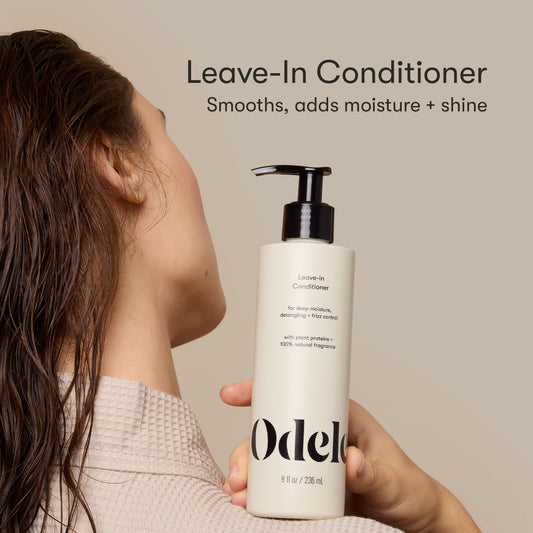 Odele leave-in bottle with pump for easy, quick styling.