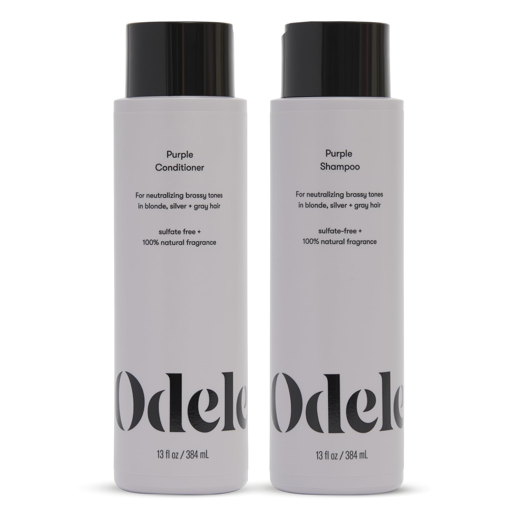 Odele Purple Shampoo bottle front neutralizes brassy tones for blonde, silver, and gray hair