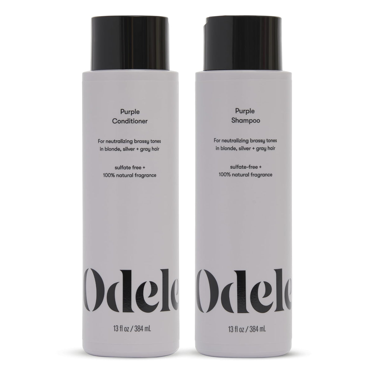 Odele Purple Shampoo bottle front neutralizes brassy tones for blonde, silver, and gray hair