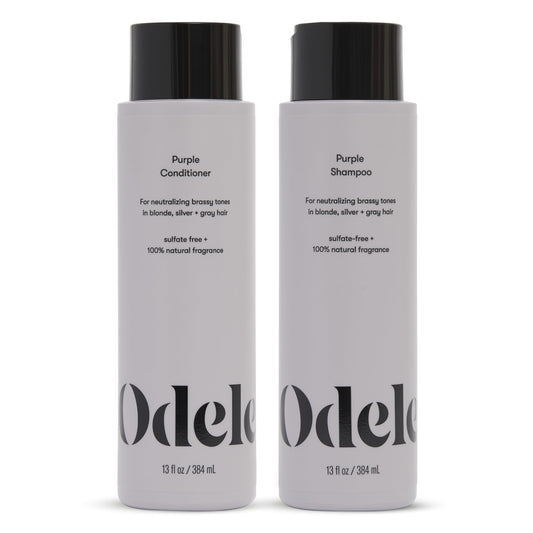 Odele Purple Shampoo bottle front neutralizes brassy tones for blonde, silver, and gray hair