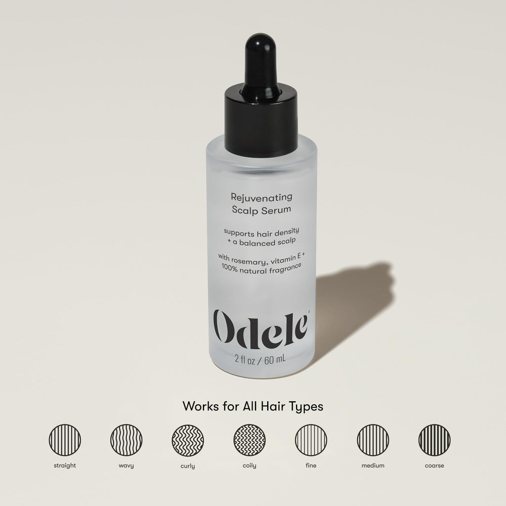 Odele scalp serum with pea peptides supporting a fuller-looking hair texture.