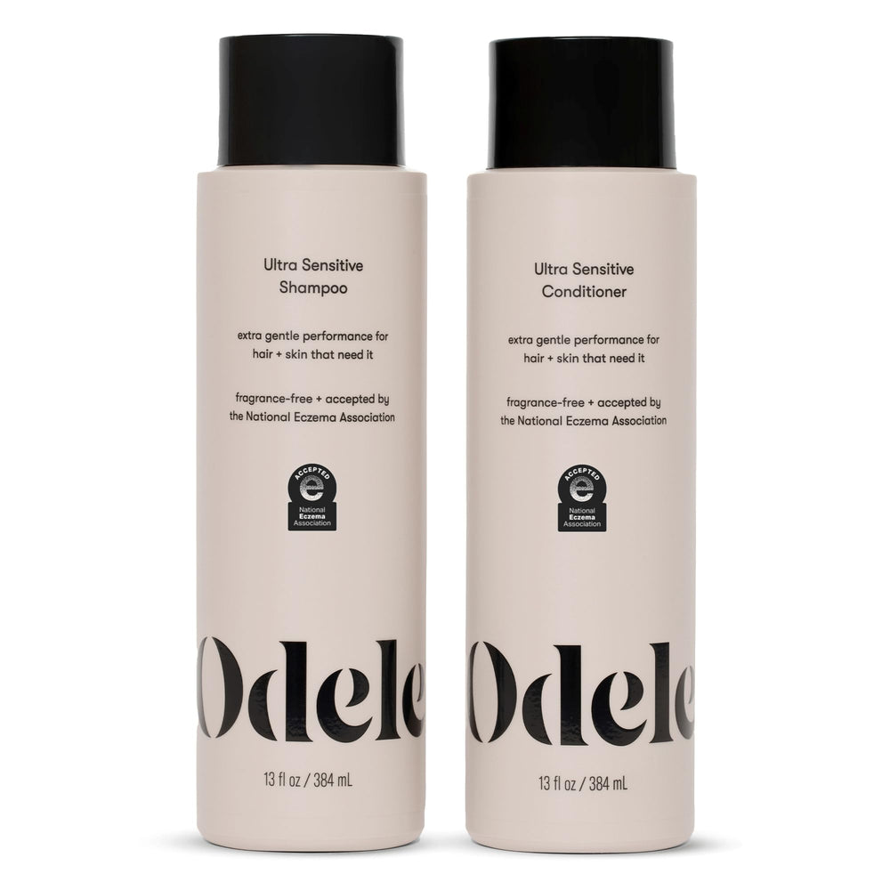 Odele Ultra-Sensitive Shampoo bottle front, gentle cleansing for sensitive scalps.