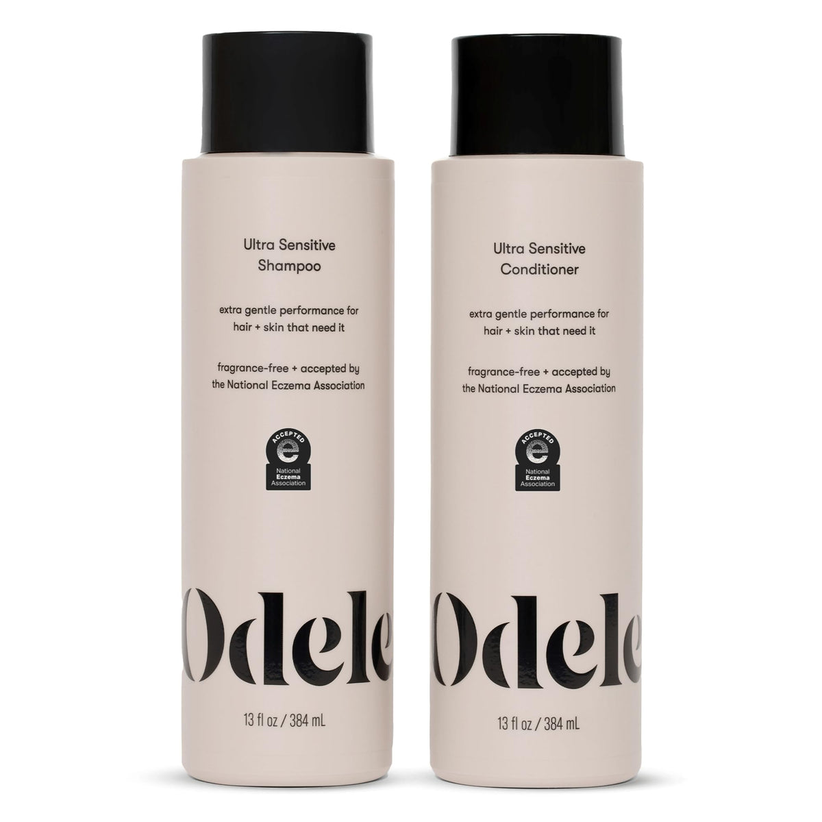 Odele Ultra-Sensitive Shampoo bottle front, gentle cleansing for sensitive scalps.