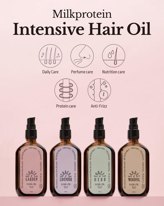 ODID Milk Protein Intensive Hair Oil on model showing shine and defined curls
