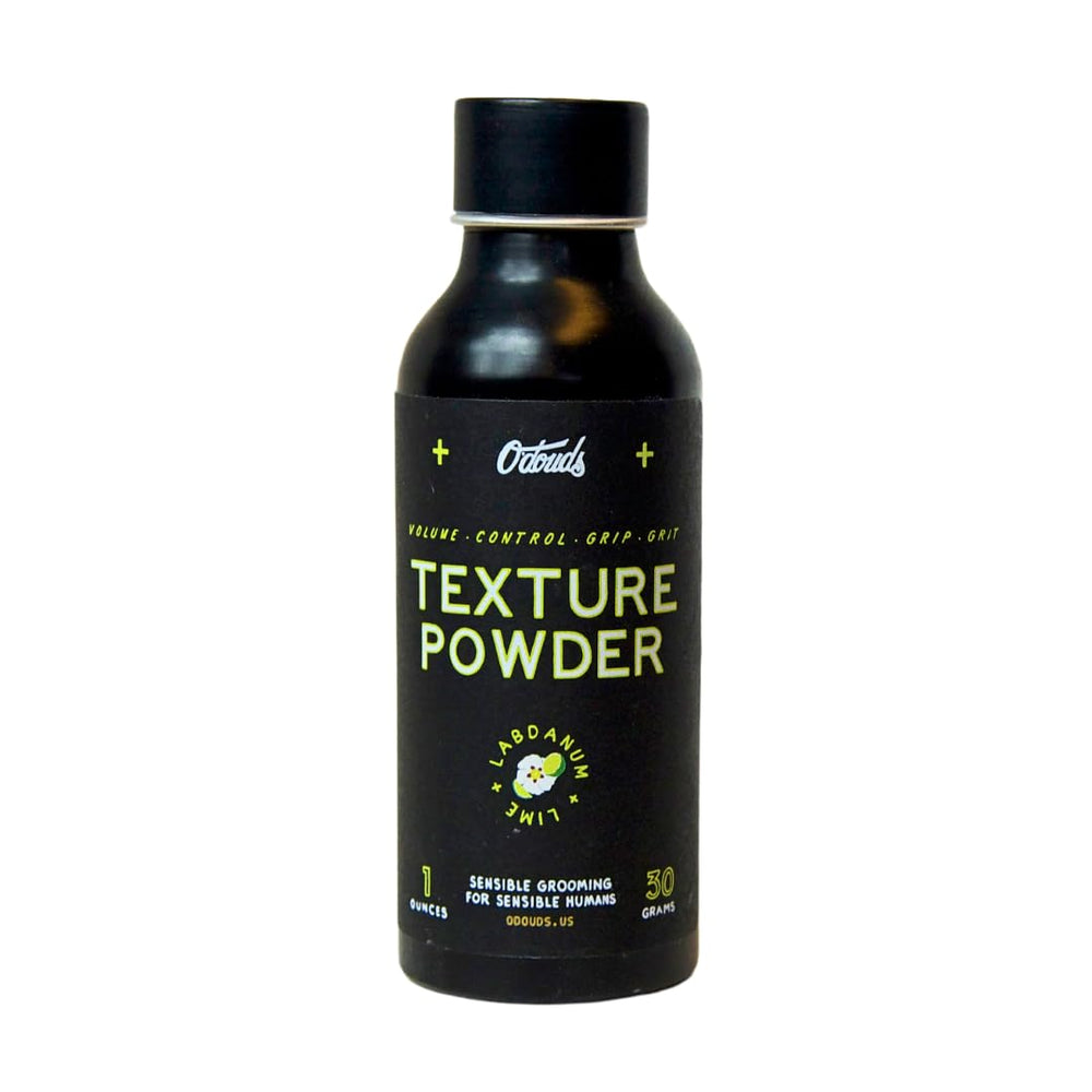 O'Douds Texture Powder bottle ready for quick volume and matte finish.
