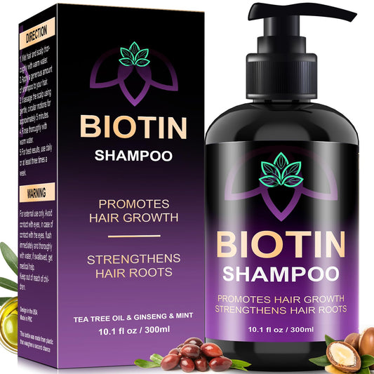 Oely Biotin Hair Growth Shampoo bottle promotes fullness and scalp health.