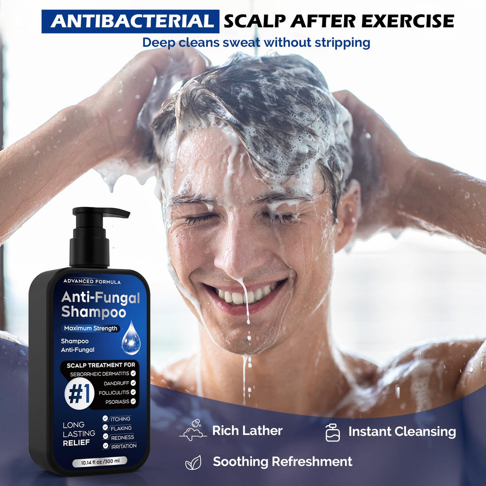 Oely shampoo applied to scalp for targeted care and itching relief