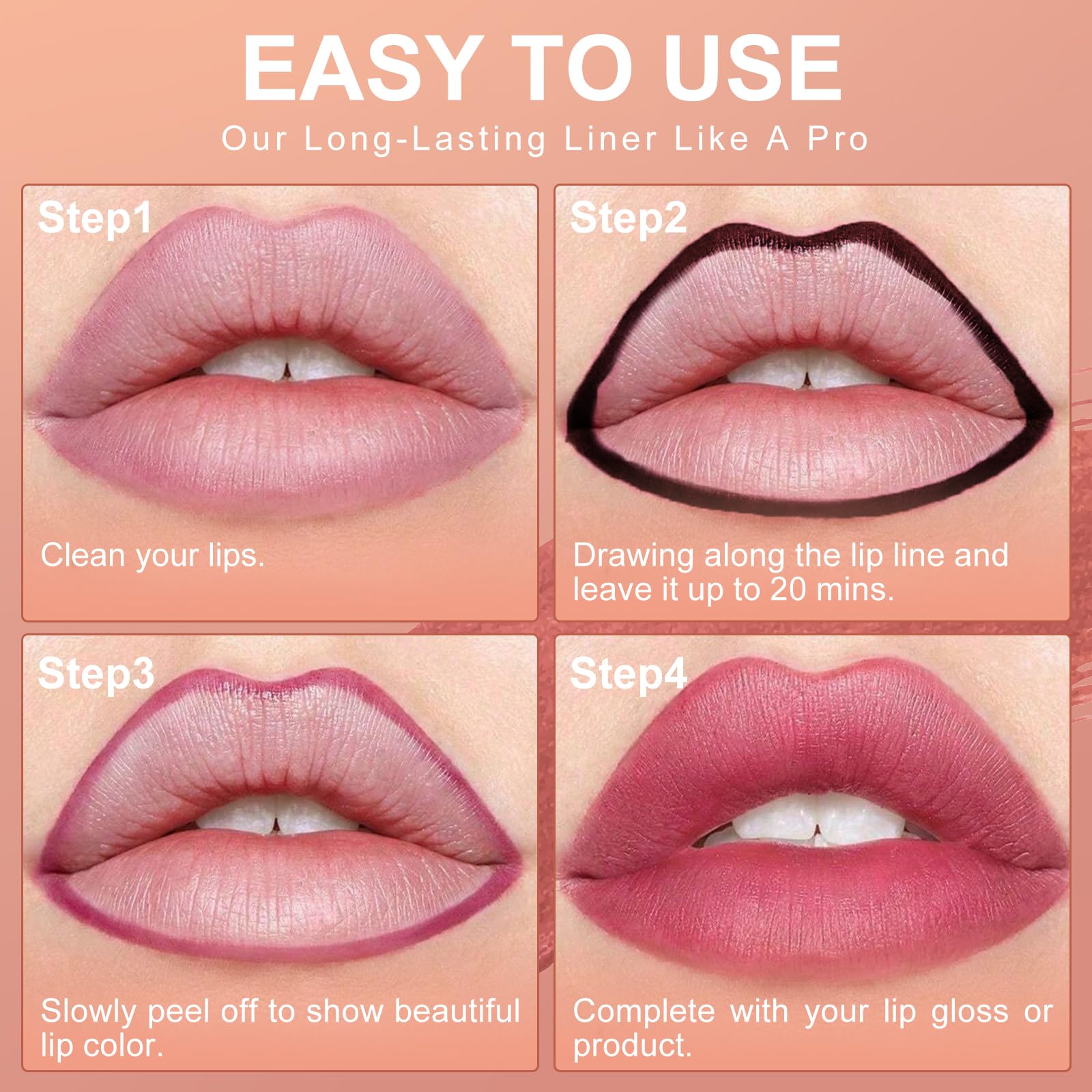 OETUIOW after peel image with defined lip line and long-lasting matte color benefit