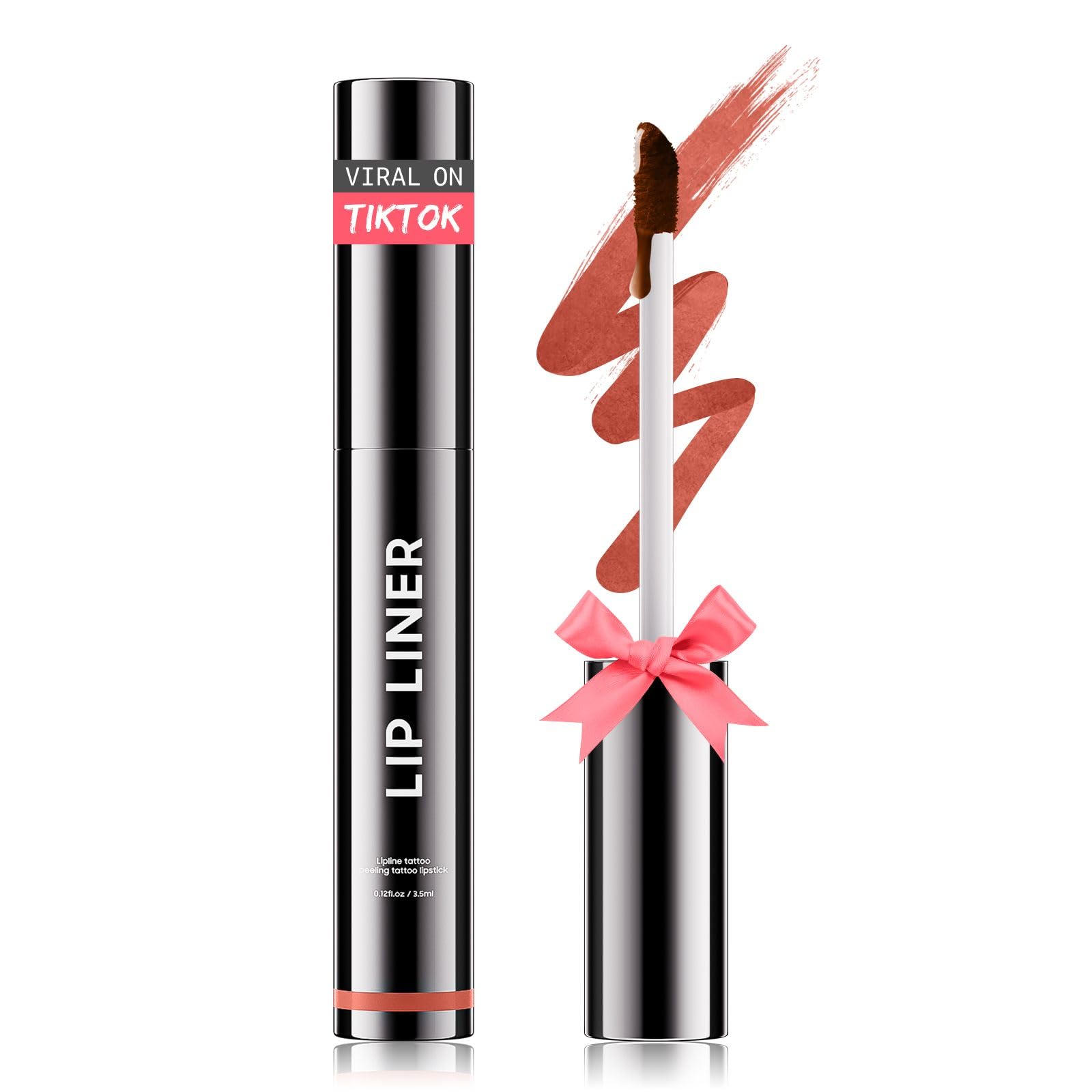 OETUIOW Lip Stain Peel Off application close-up shows precise lip liner for defined edges.