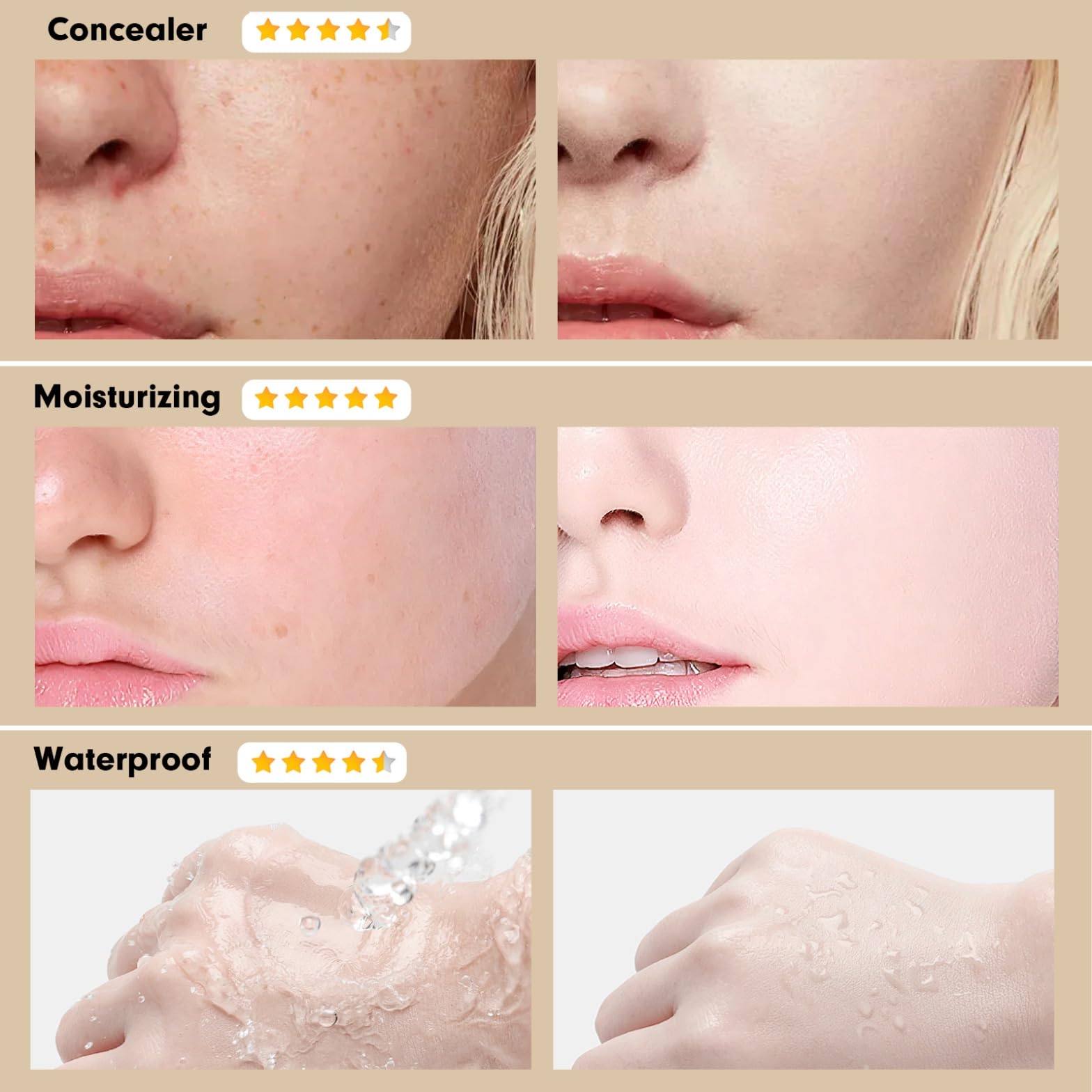 OETUIOW Moisturizing CC cream provides a natural, non-greasy glow.