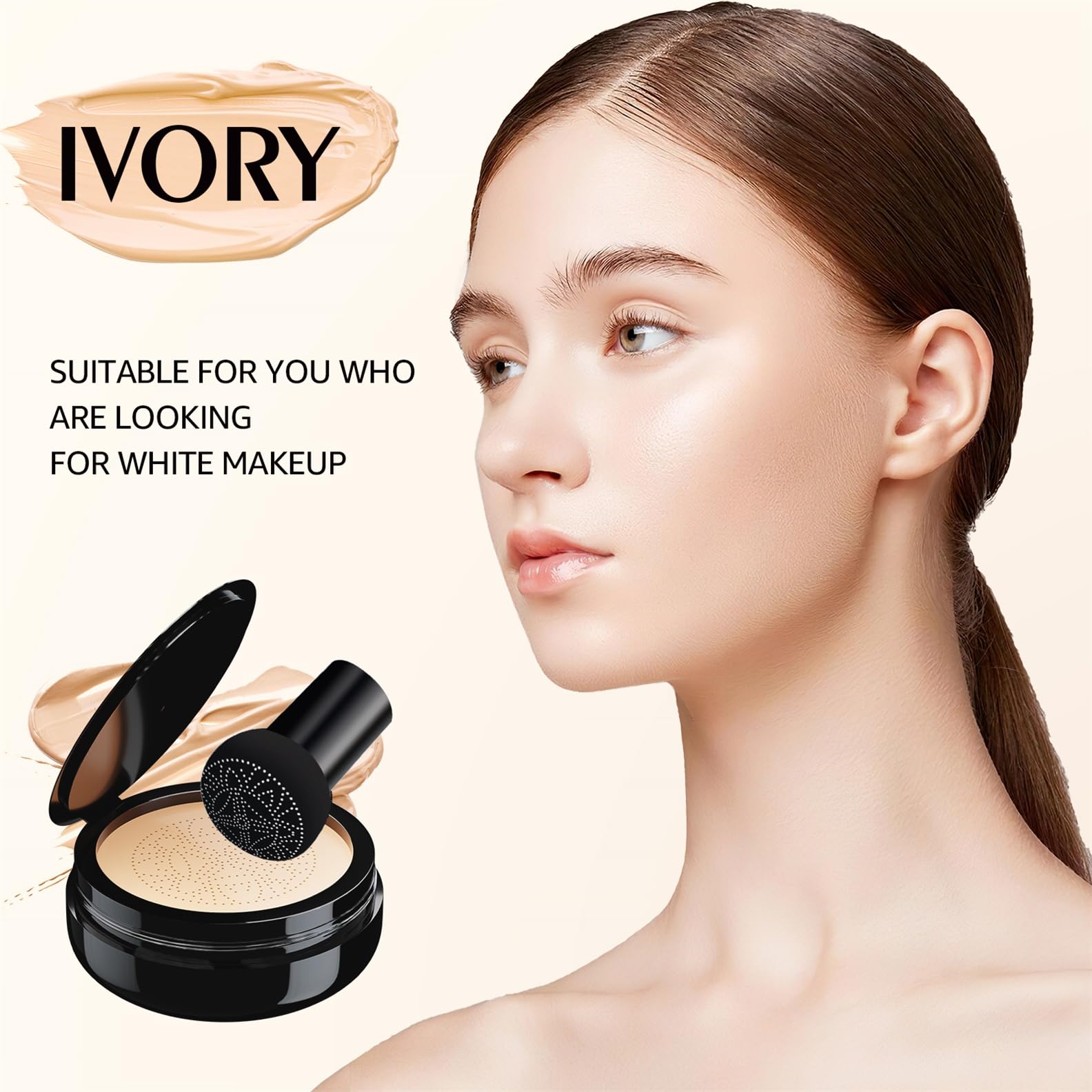 OETUIOW mushroom head CC Cream application stamp demonstrates easy coverage.