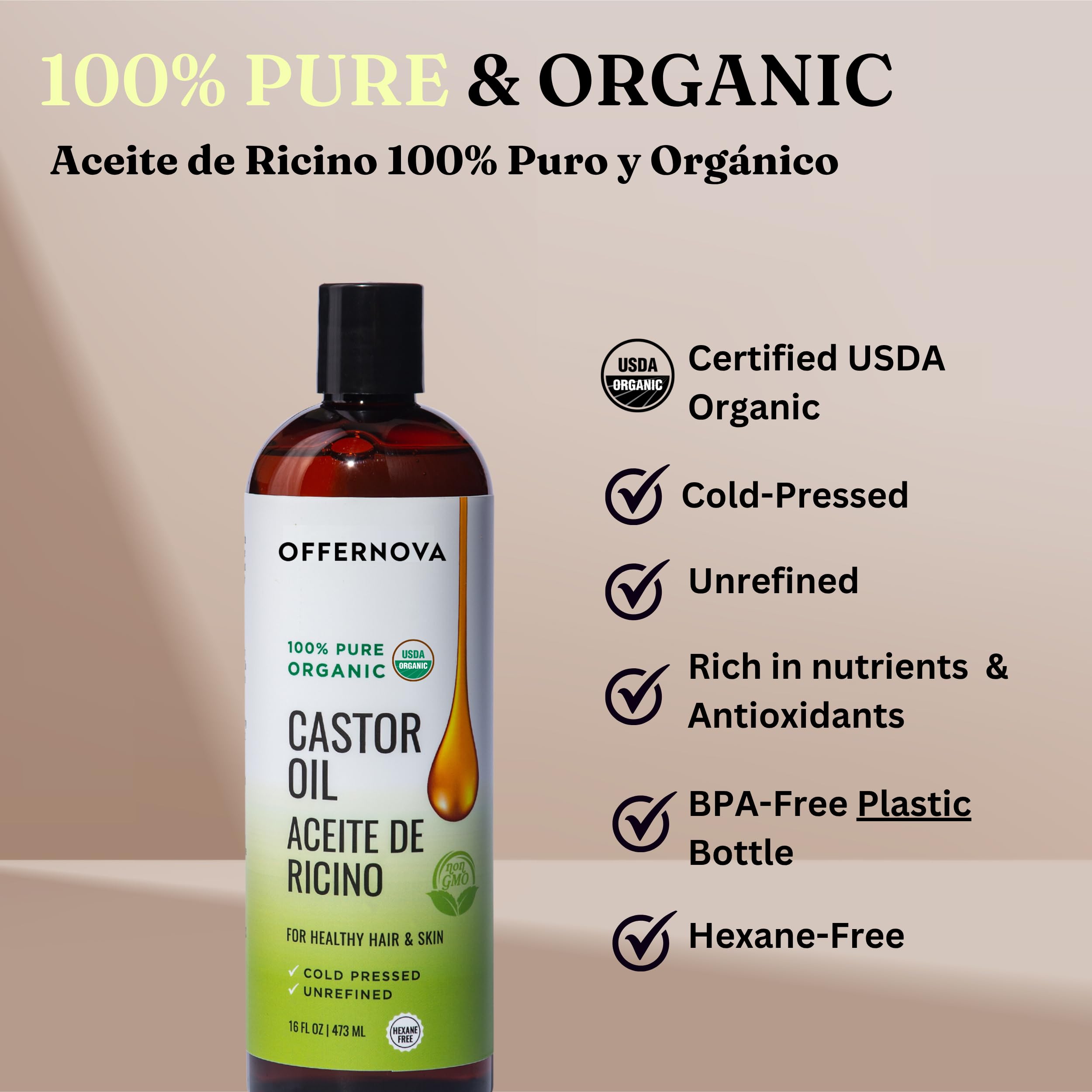 Offernova Castor Oil drops for lash and brow application to enhance fullness