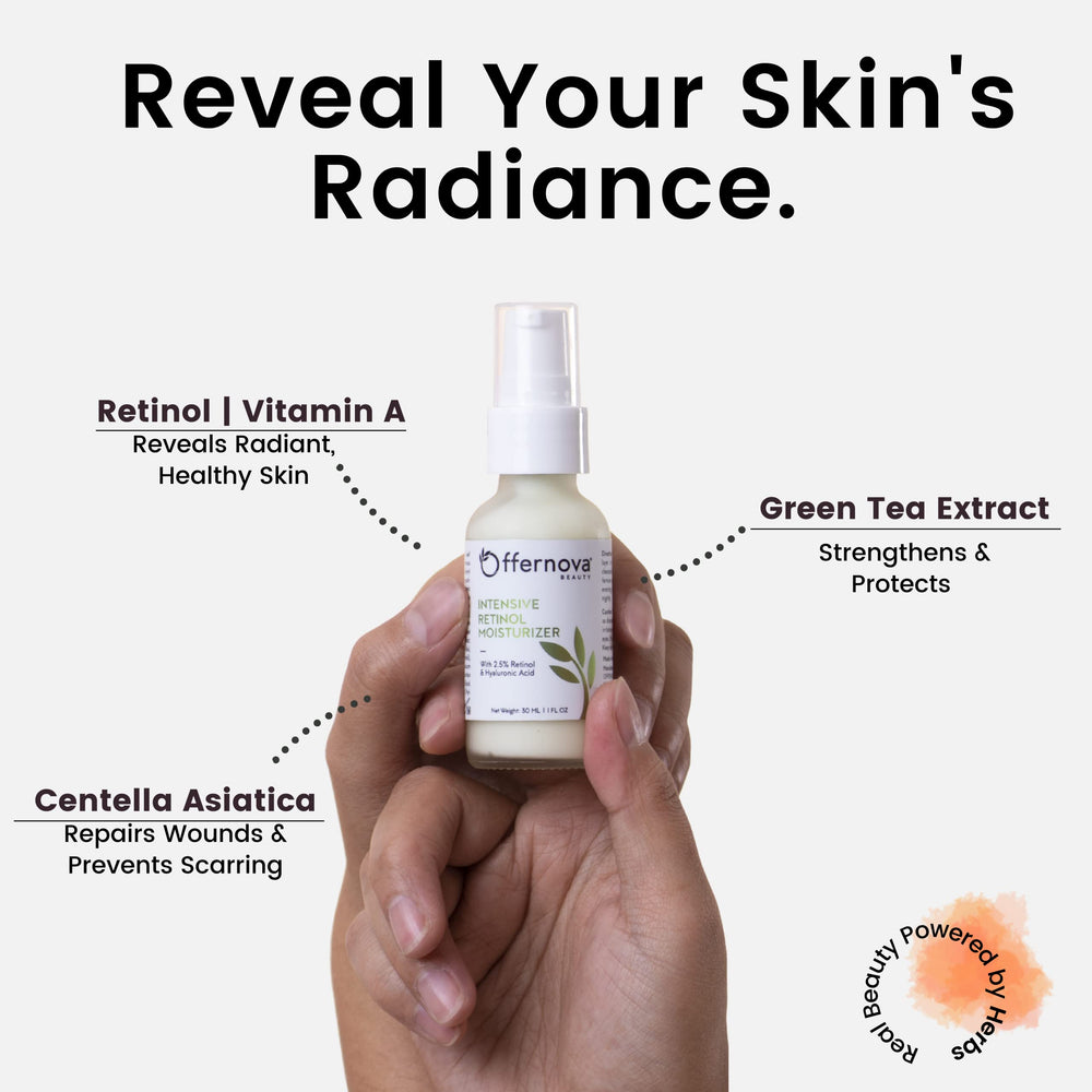 Offernova Intensive Retinol Moisturizer cream swirl showing smooth texture for application.