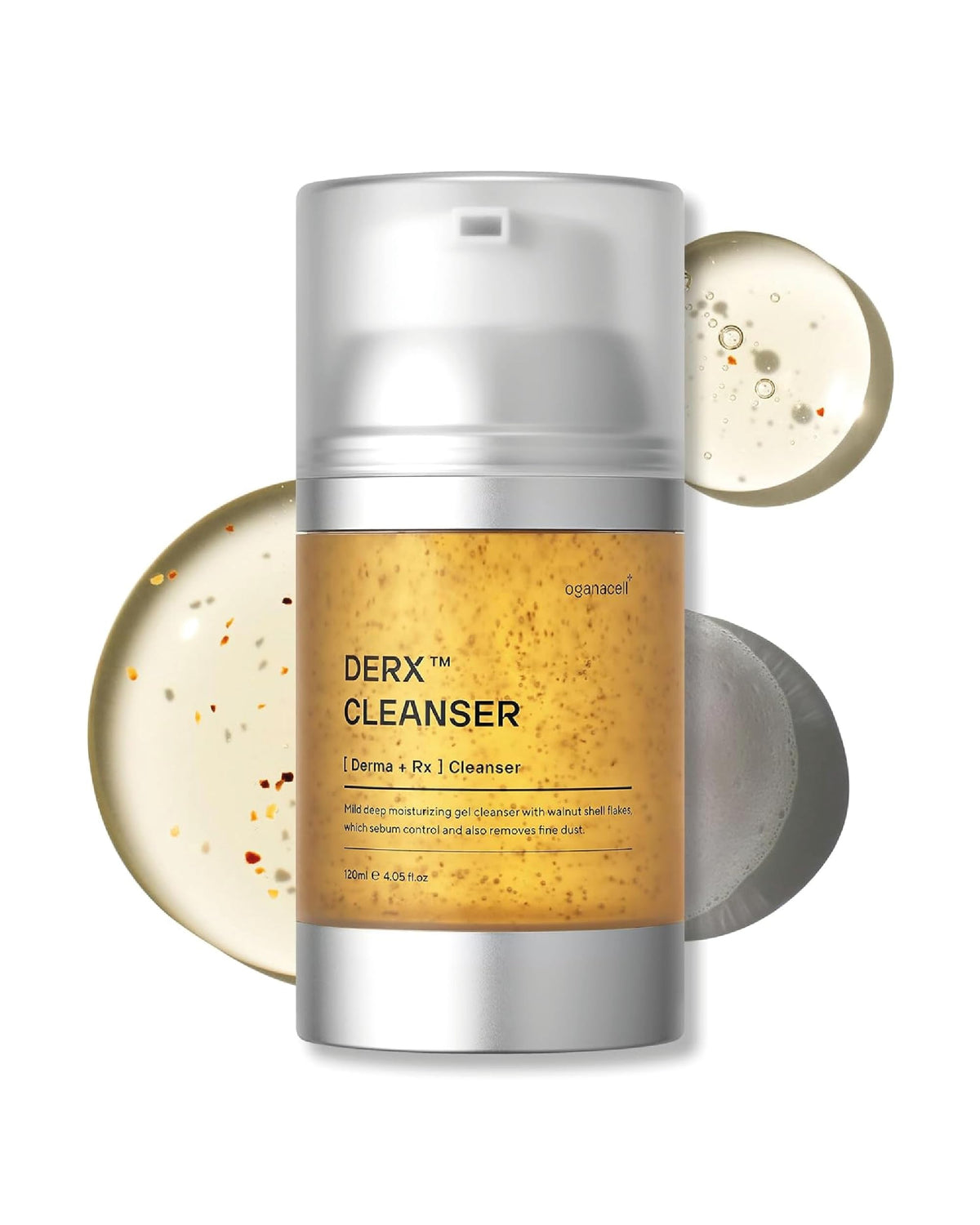 OGANACELL DERX Cleanser bottle shows a refreshing daily cleanse for pores