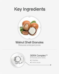 Walnut granules in OGANACELL DERX Cleanser for delicate scrubbing