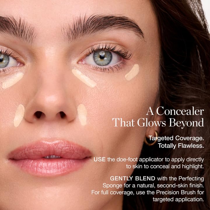 Ogee concealer applicator for precise brightening and concealment.
