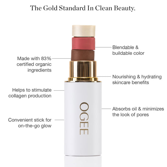 Ogee Face Stick Trio bronzer stick close-up showing creamy texture for natural contour.