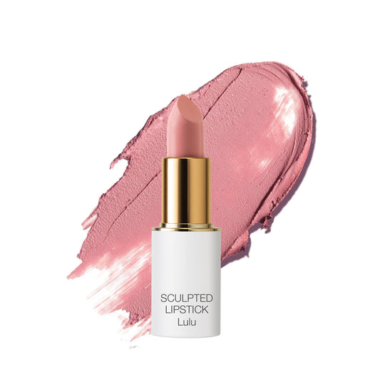 Ogee Full Bloom Lulu White Pink lipstick packaging shows cruelty-free, USA-made sophistication.