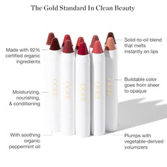 Ogee Nolana lip oil applied on lips for a comfortable, sheer tint and conditioning feel