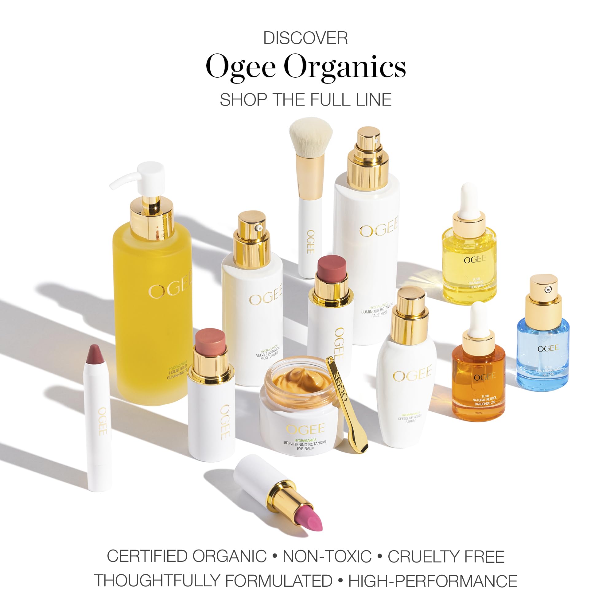 Ogee Nolana natural ingredients label on packaging highlighting organic components