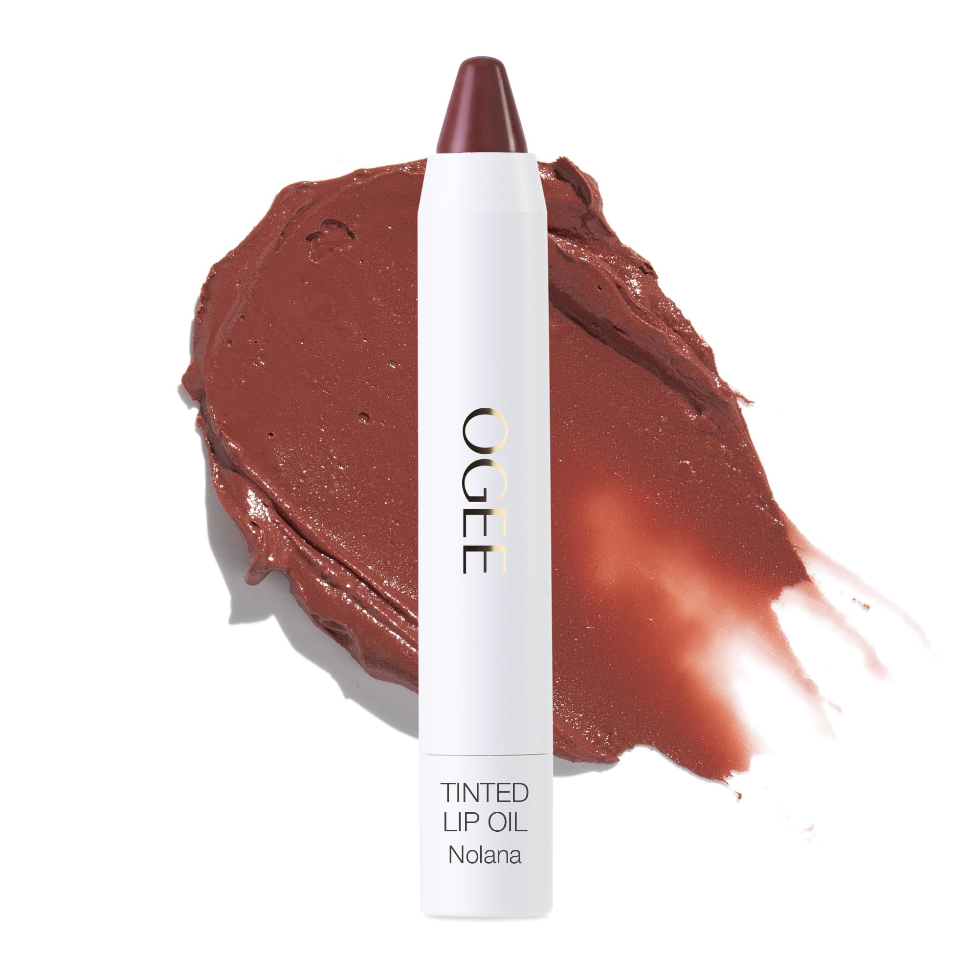 Ogee Nolana lip oil tube showing on-the-go tinted color for easy wear
