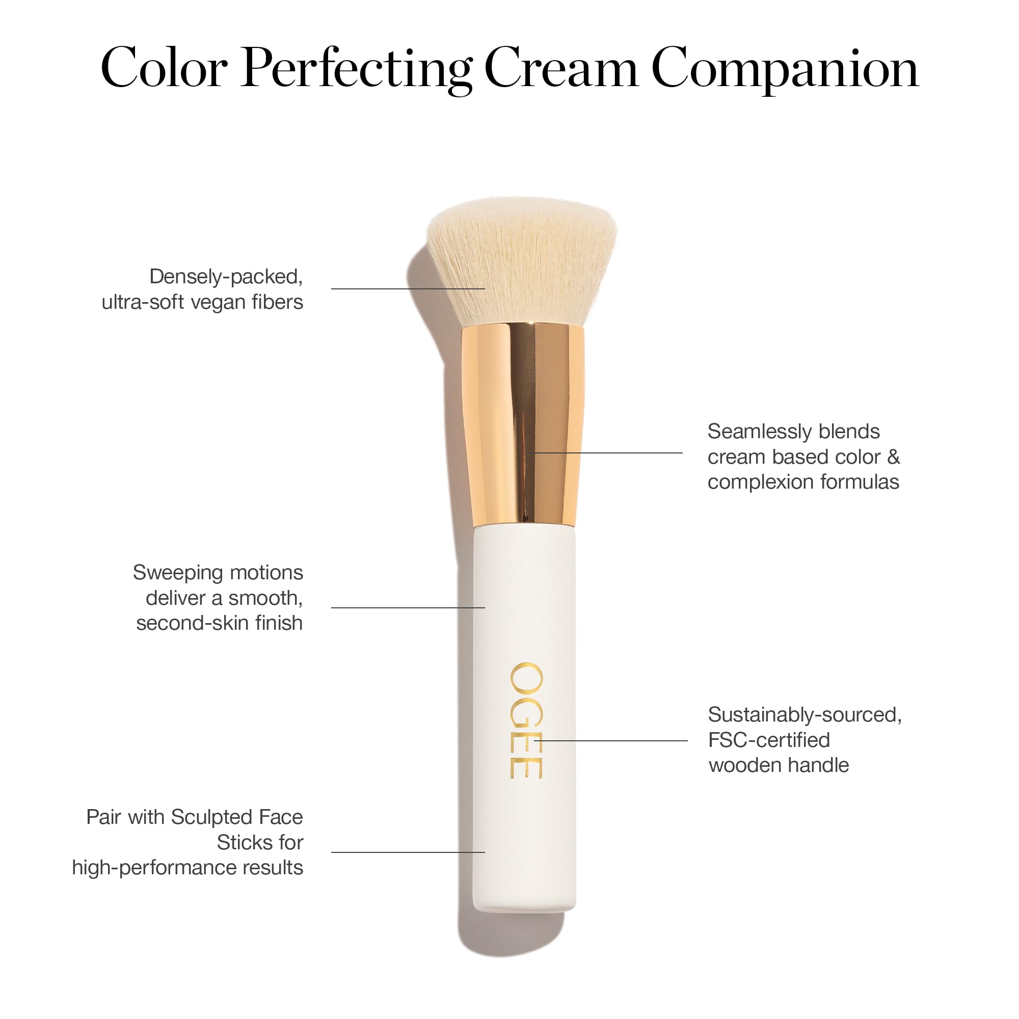 Ogee Powder Brush for effortless powder pickup and customizable coverage.