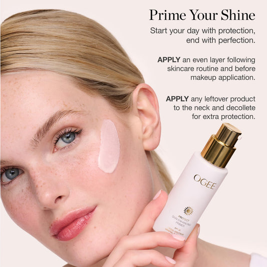 Ogee PROTECT primer texture reveals a light, skin-friendly mineral formula.