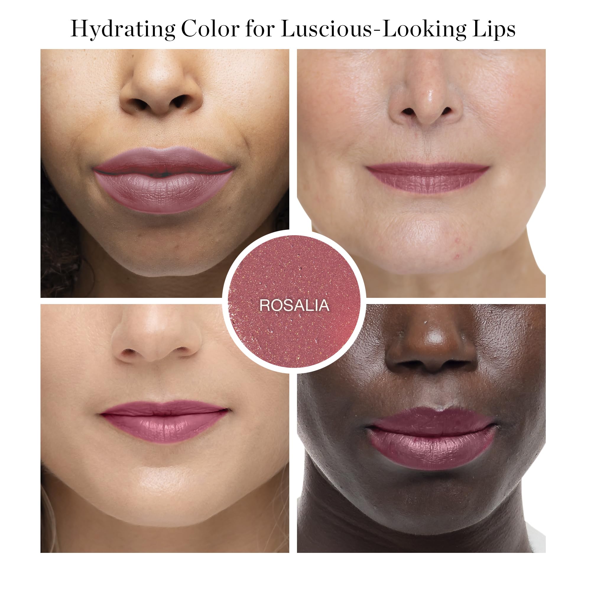 Ogee Rosalia dusty rose swatch demonstrates sheer color with nourishing oils.