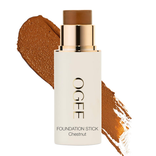 ogee sculpted complexion foundation stick chestnut-13-75w swatch shows balanced, long-wearing color.