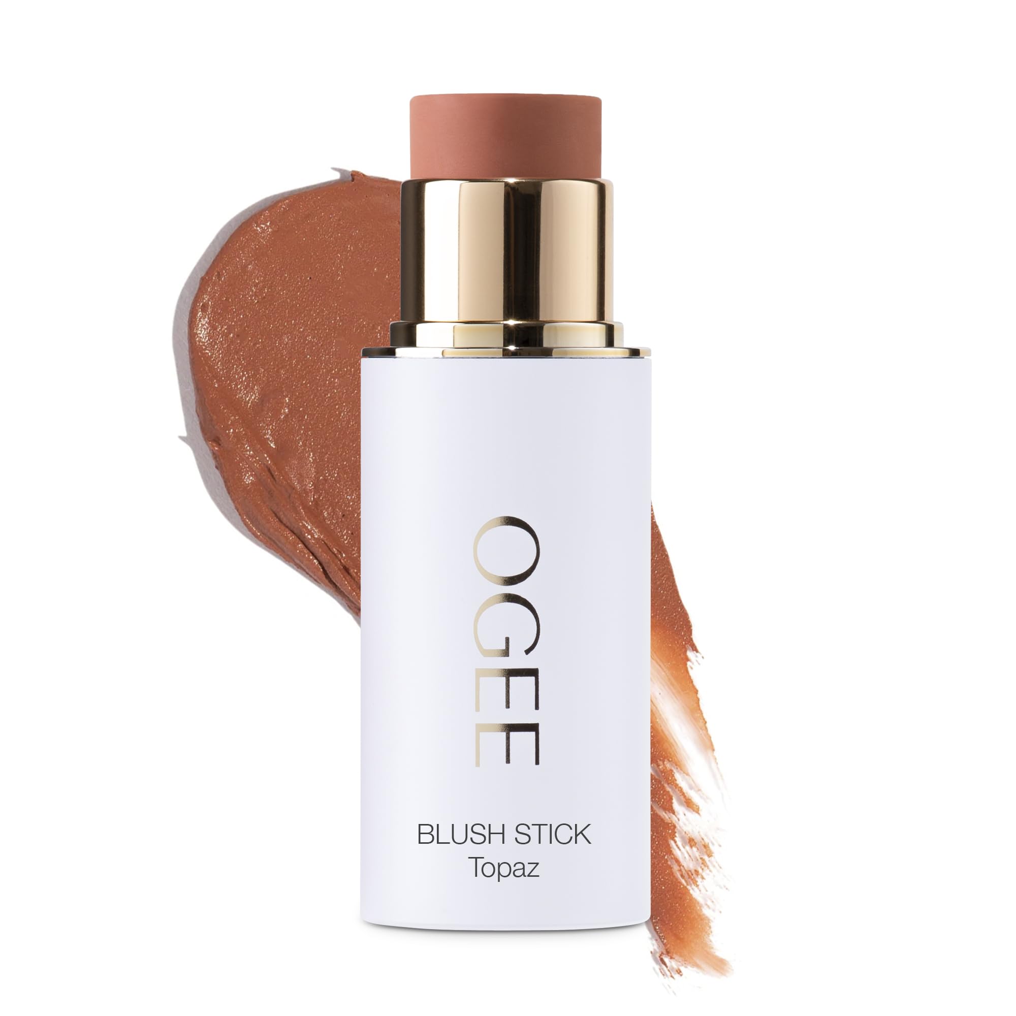 Ogee Sculpted Face Stick Topaz Matte Rosy Peach application for a seamless glow