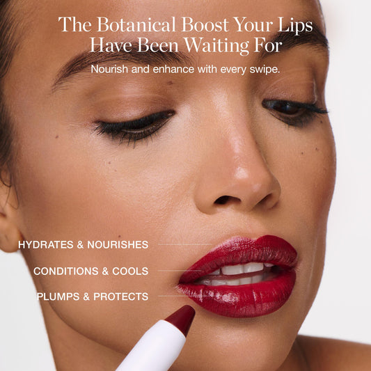 Ogee Blossom Nolana lip oil shade with warm terracotta tint and moisture.
