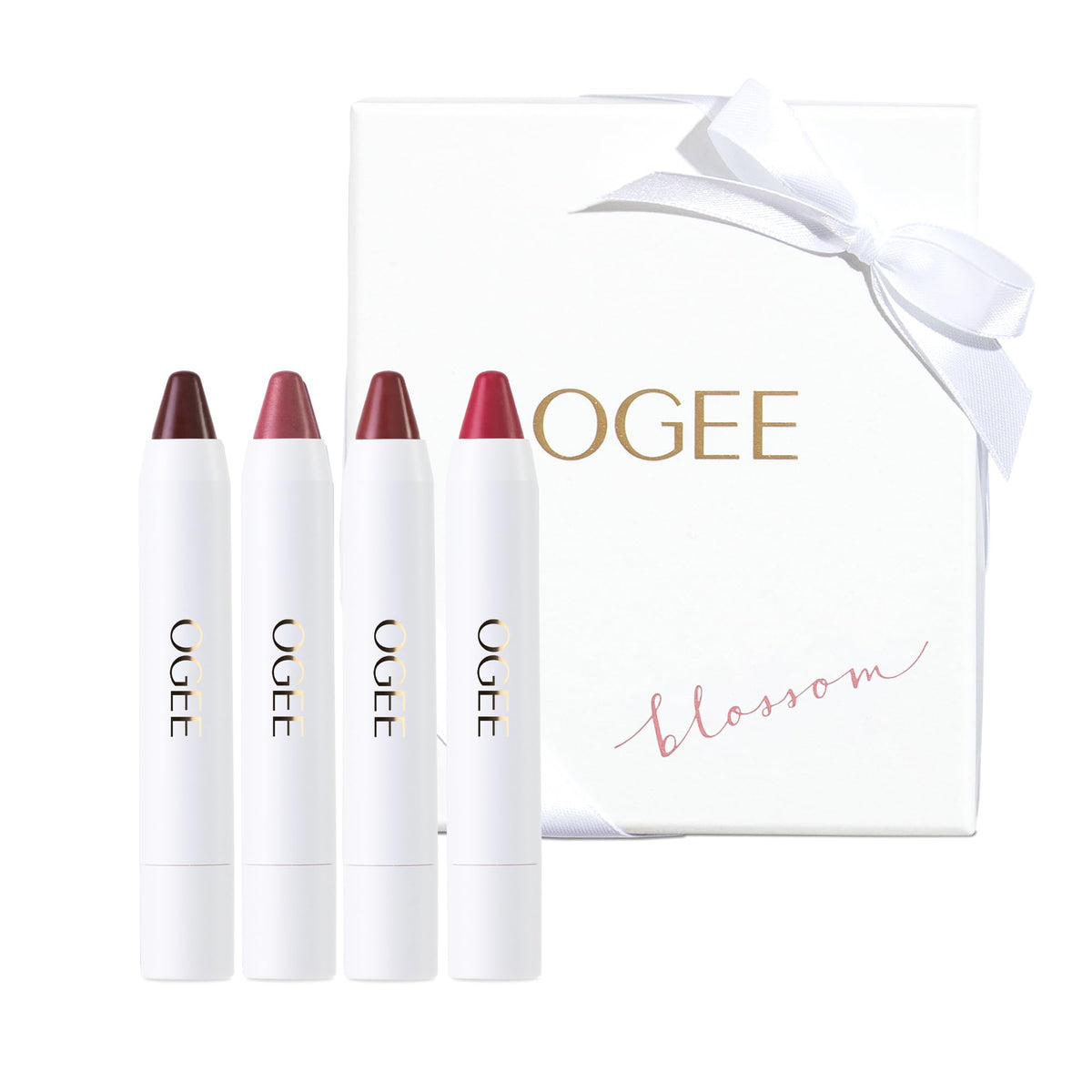 Ogee Blossom Petunia lip oil shade for a sheer, hydrating tint.