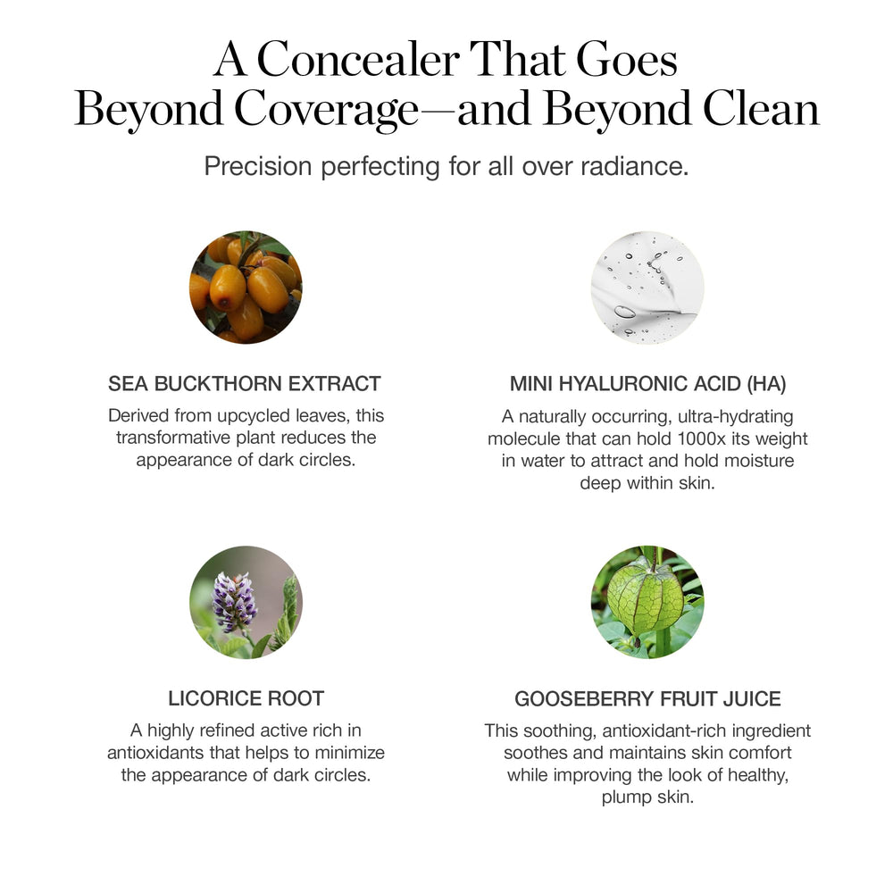 Ogee concealer on under-eye area demonstrates brightening and crease-free finish.