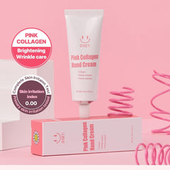 Close-up of O!GETi Pink Collagen Hand Cream texture highlighting melting butter formula
