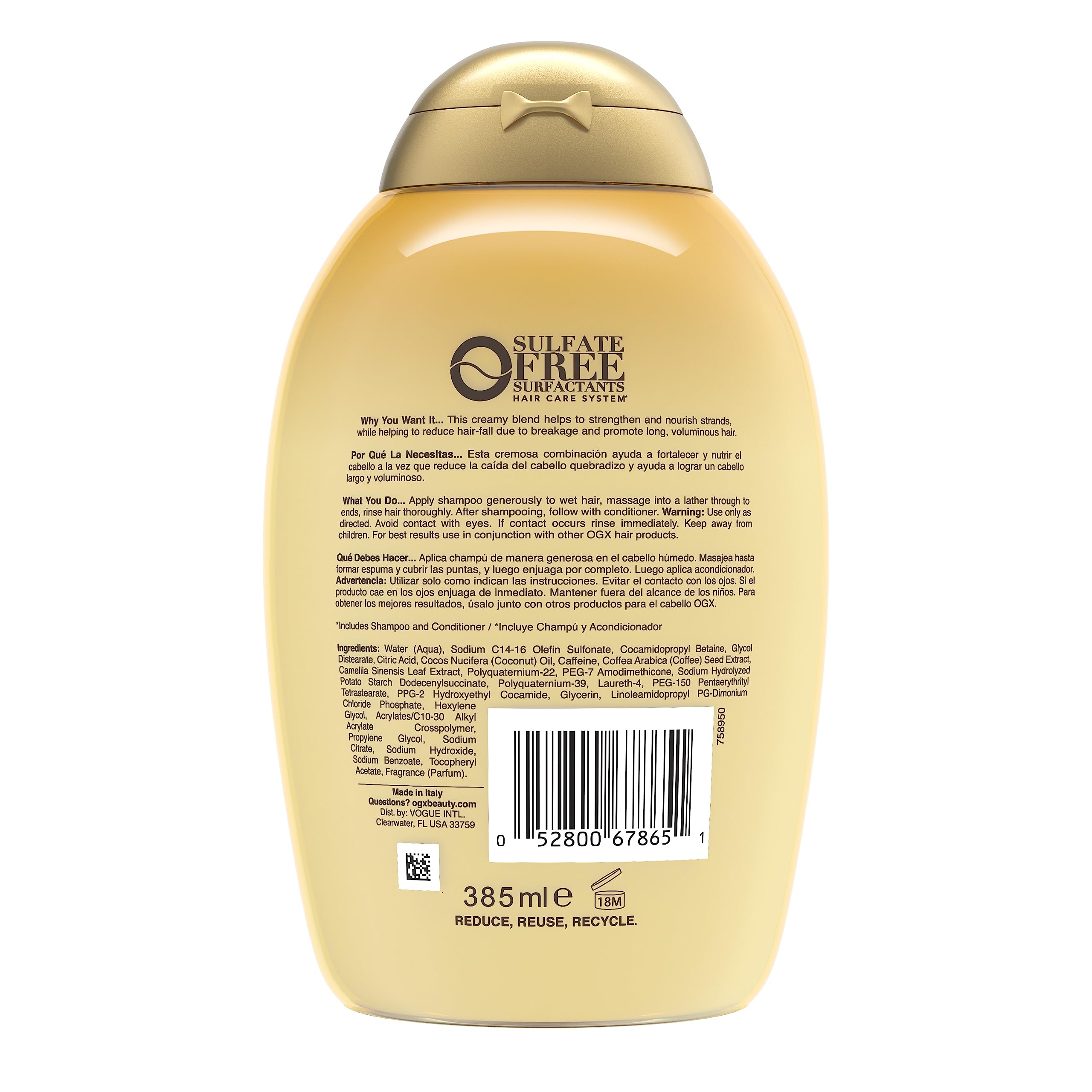 Hair-care moment with OGX shampoo enhancing strands during routine.