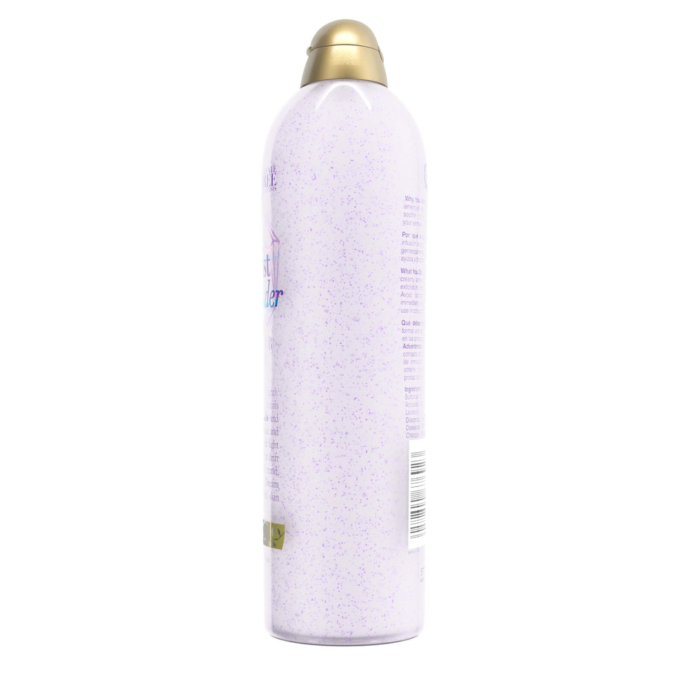 OGX Calming Amethyst Lavender shower scene inviting a calm cleanse.
