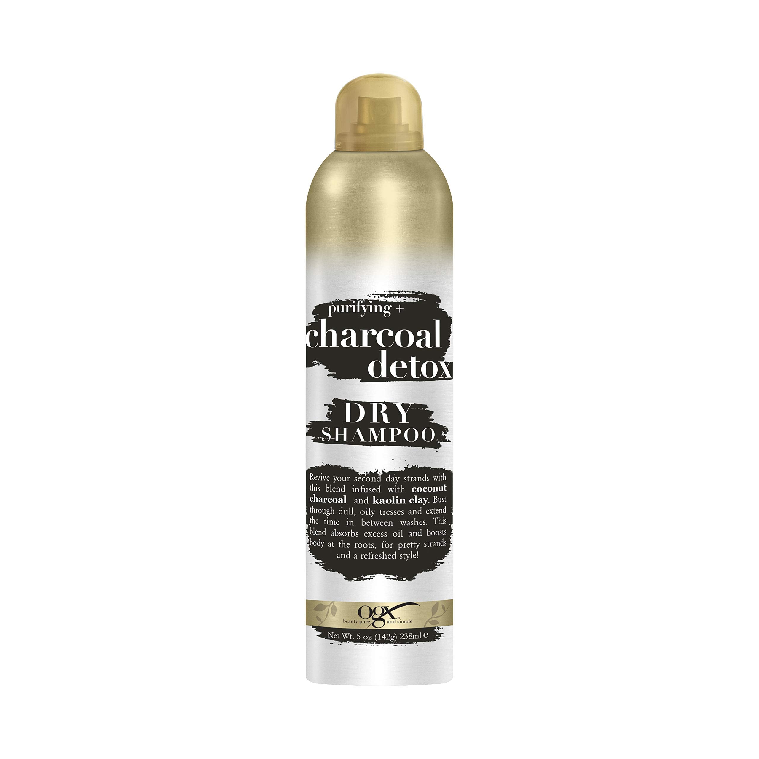 OGX purifying charcoal detox dry shampoo bottle refreshing scalp and oil absorption