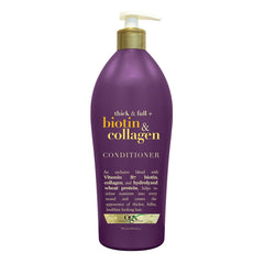 OGX Thick & Full Biotin & Collagen Conditioner bottle with pump for easy dispensing