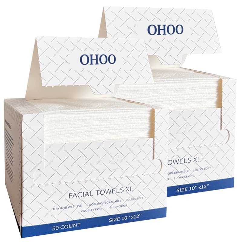 OHOO Disposable Face Towels thick 10x12 for luxurious facial cleansing