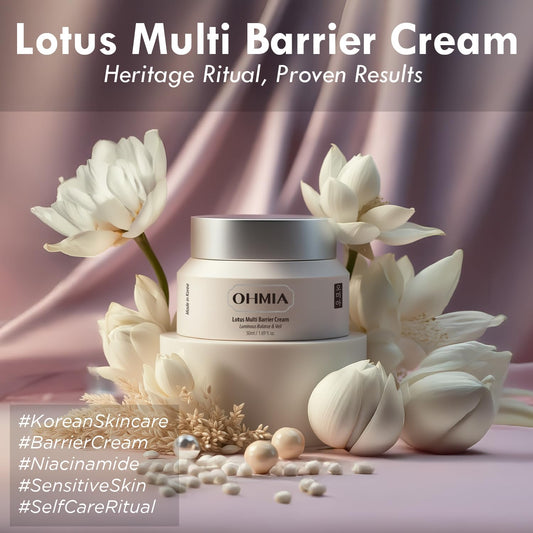 OHMIA Lotus texture swirl shows rich, fast-absorbing hydration.