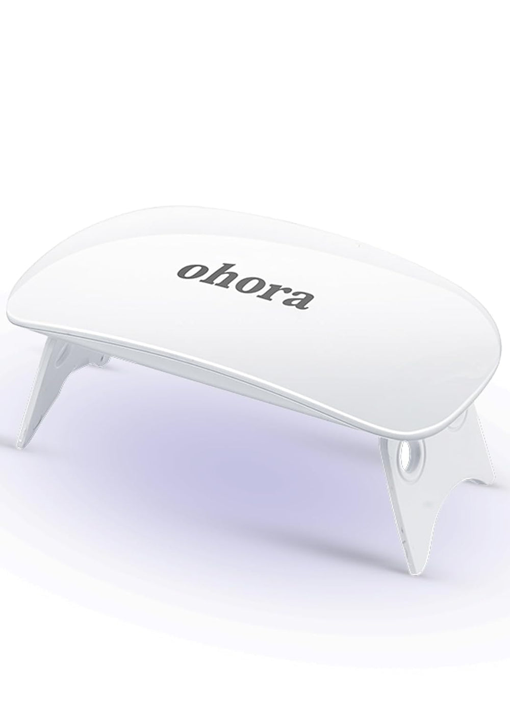 Ohora Care LED lamp front view, compact for on-the-go gel strip curing.