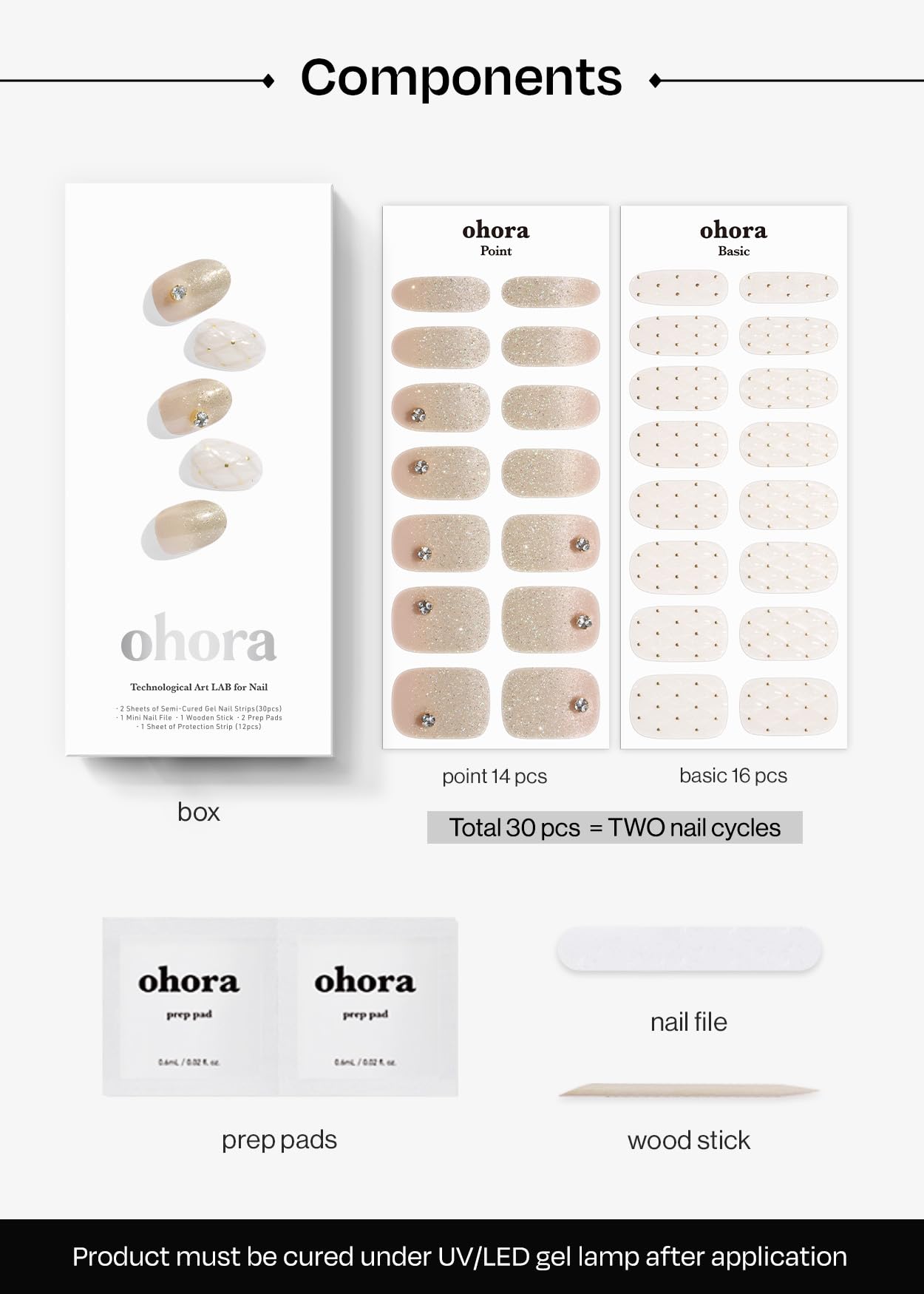 Removal process of Ohora Champagne Glow nail wraps.
