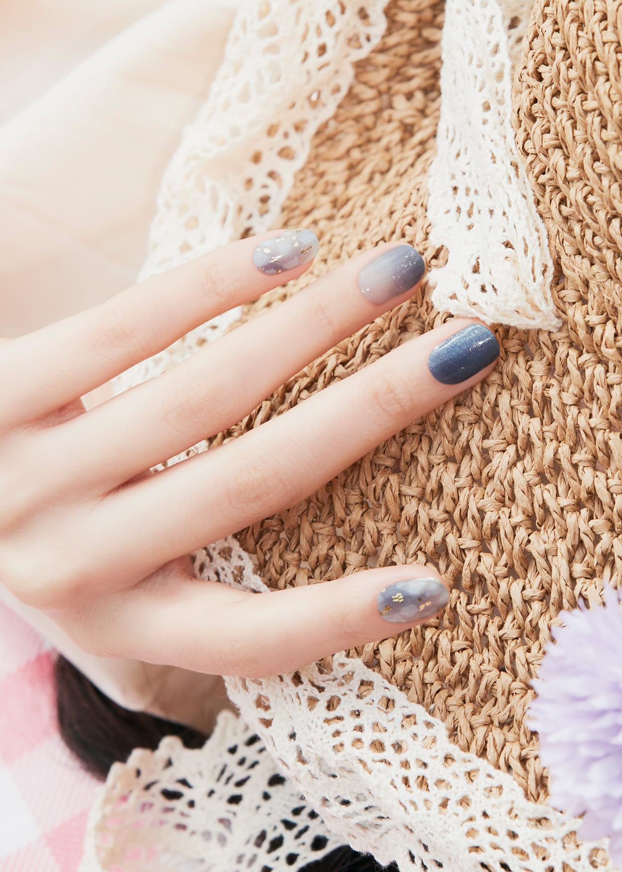 Ohora salon quality nails at home with Gleam Blue glitter.