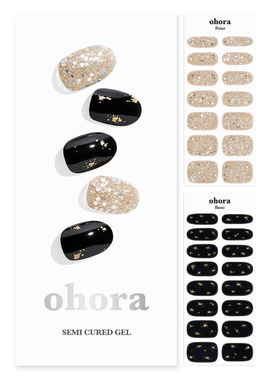 Ohora N Dazzling Night box and wraps enable quick at-home manicure prep.